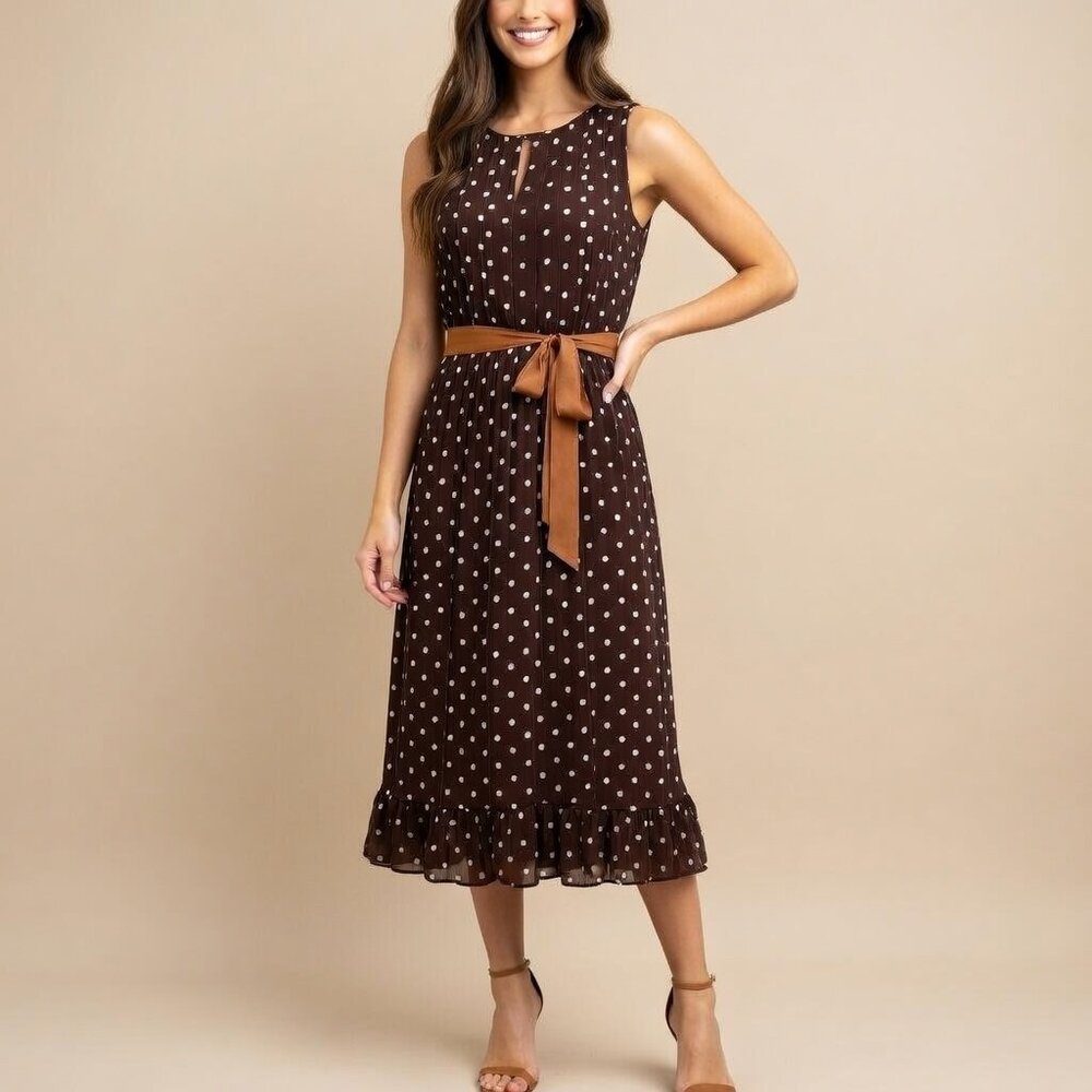 Sandra Darren Brown Polka Dot Dress